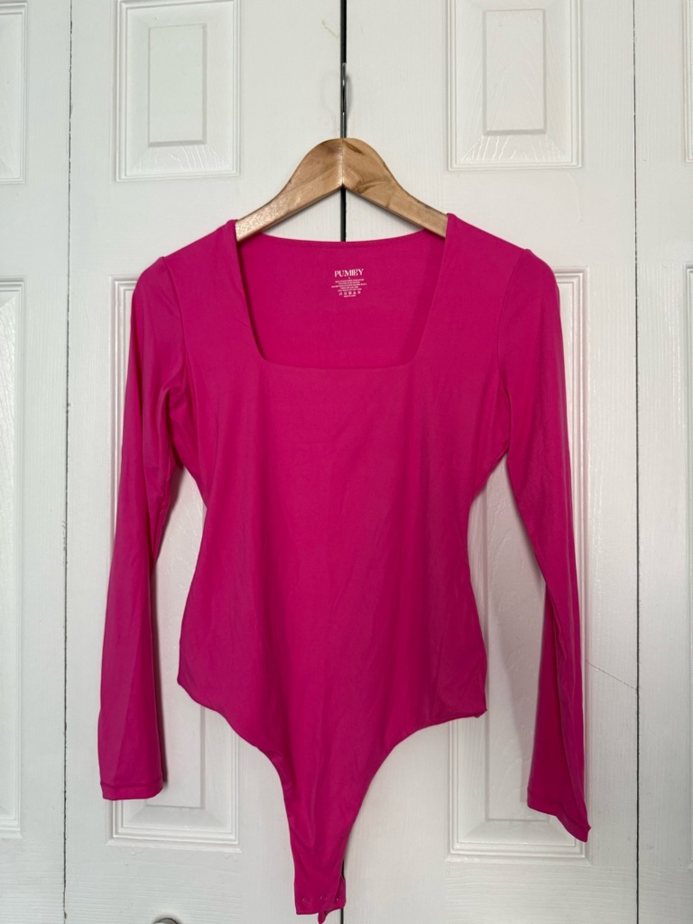 Fuchsia Square-Neck Long Sleeve Bodysuit